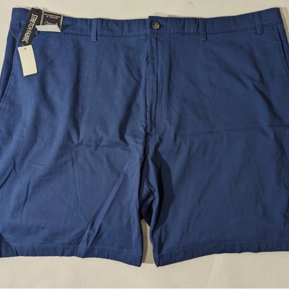 NEW Big Mens Size 50 Roundtree & Yorke Chino Shorts Cotton (9" Inseam) Blue